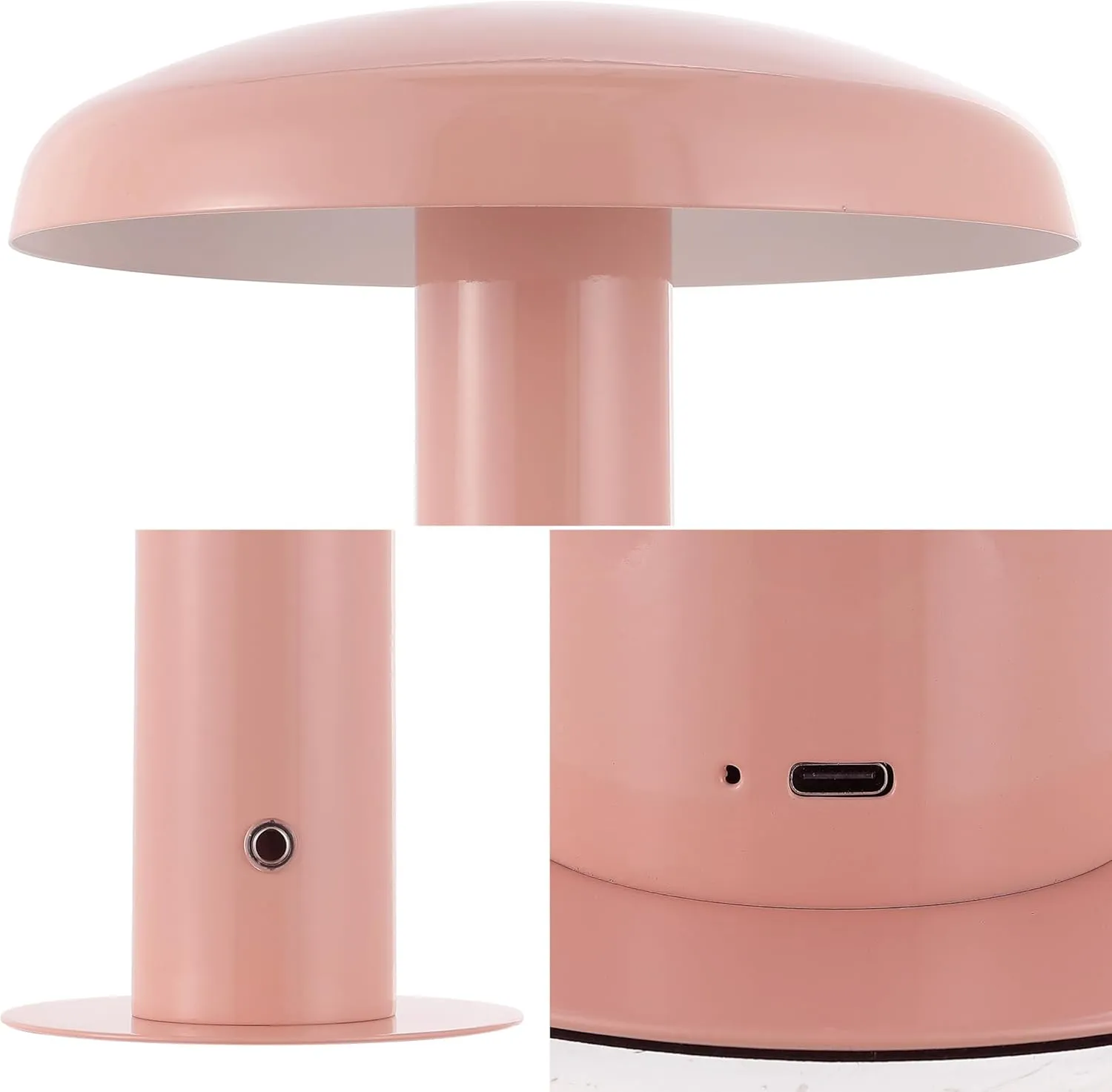 JONATHAN Y JYL7114E Suillius 11" Contemporary Bohemian Rechargeable/Cordless Iron Dimmable Integrated LED Mushroom Table Lamp, Pink, for Bar Console, Vanity