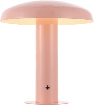 JONATHAN Y JYL7114E Suillius 11" Contemporary Bohemian Rechargeable/Cordless Iron Dimmable Integrated LED Mushroom Table Lamp, Pink, for Bar Console, Vanity
