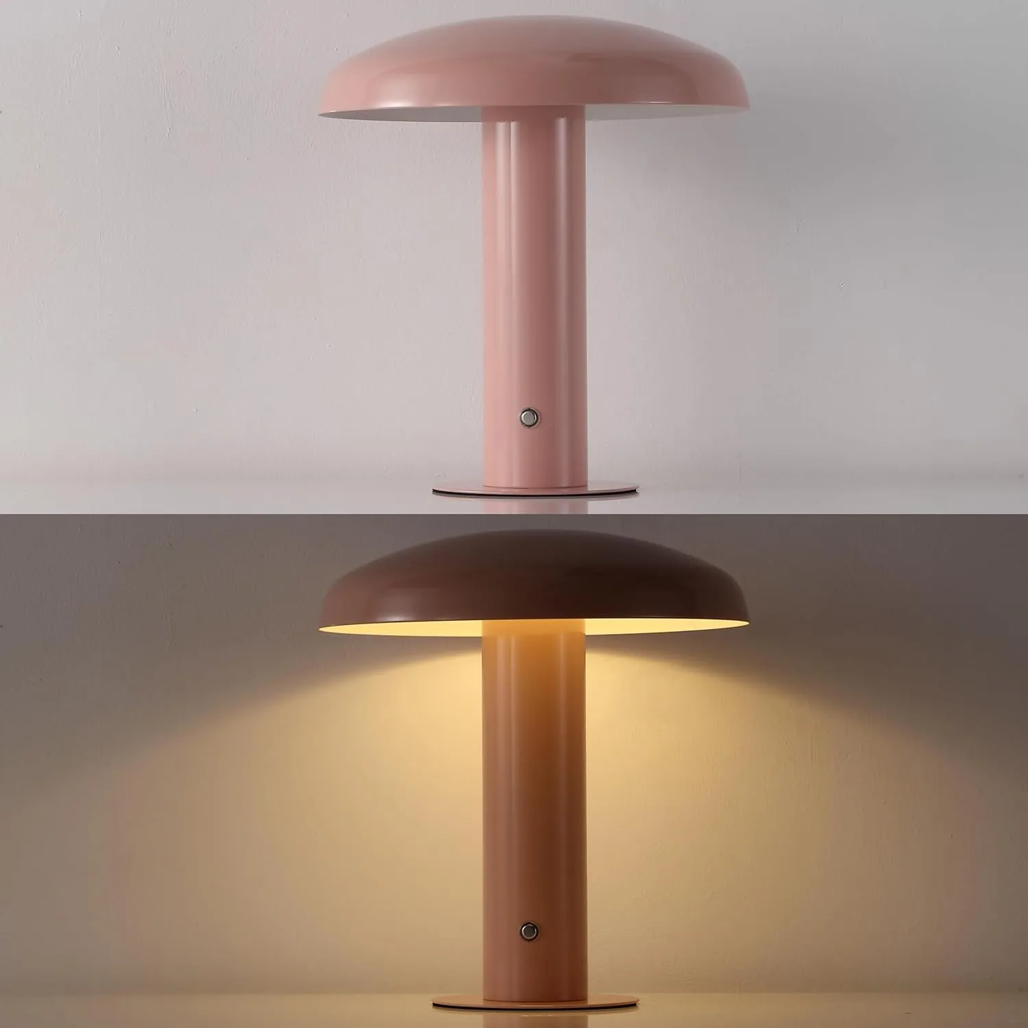 JONATHAN Y JYL7114E Suillius 11" Contemporary Bohemian Rechargeable/Cordless Iron Dimmable Integrated LED Mushroom Table Lamp, Pink, for Bar Console, Vanity
