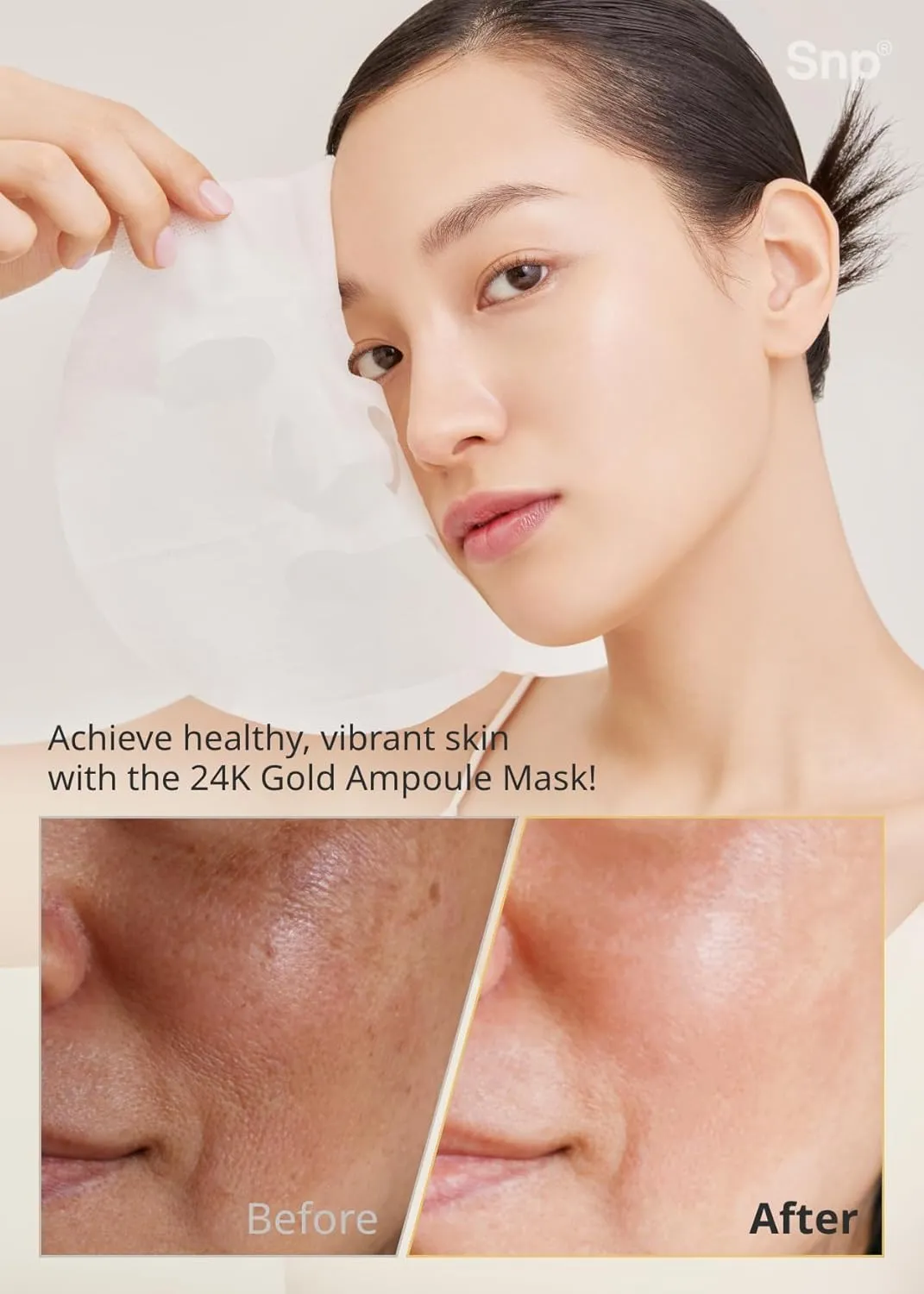 [K Beauty] 24K Gold Ampoule Sheet Mask | Collagen Face Masks Skincare | For Tightening, Hydrating, and Nourishing | Korean Skin Care | Overnight Face Masks | Moisturizing Sheet Mask | 10 Sheets