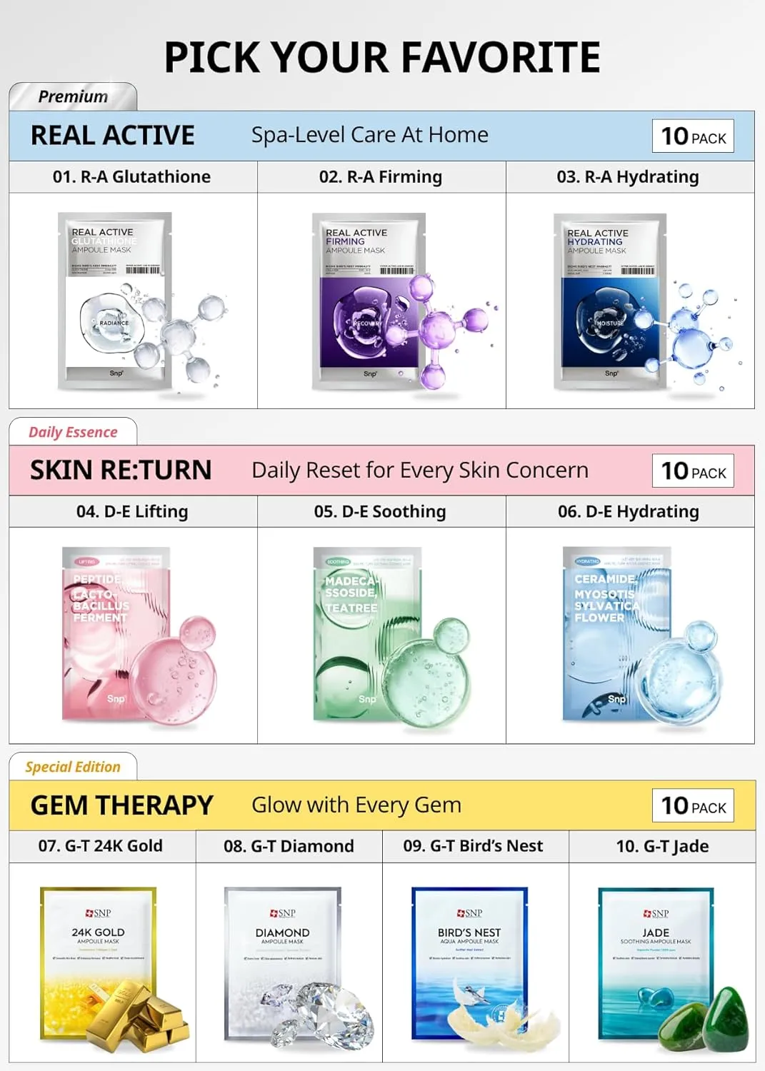 [K Beauty] 24K Gold Ampoule Sheet Mask | Collagen Face Masks Skincare | For Tightening, Hydrating, and Nourishing | Korean Skin Care | Overnight Face Masks | Moisturizing Sheet Mask | 10 Sheets
