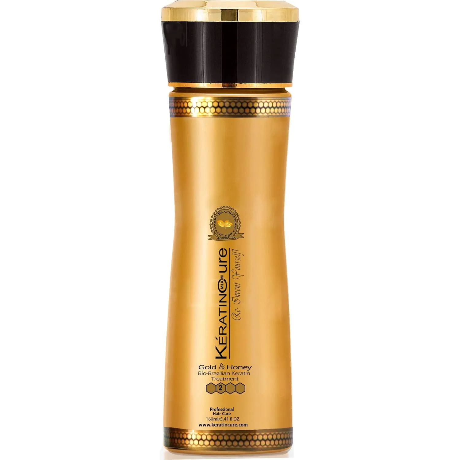 Keratin Cure Best Hair Treatment Gold & Honey Bio-Brazilian 5 Oz Kids, Men, Women, Teens Silky Soft Formaldehyde Free Complex Argan Oil Nourishing Straightening Damaged Dry Frizzy Coarse Curly Wavy