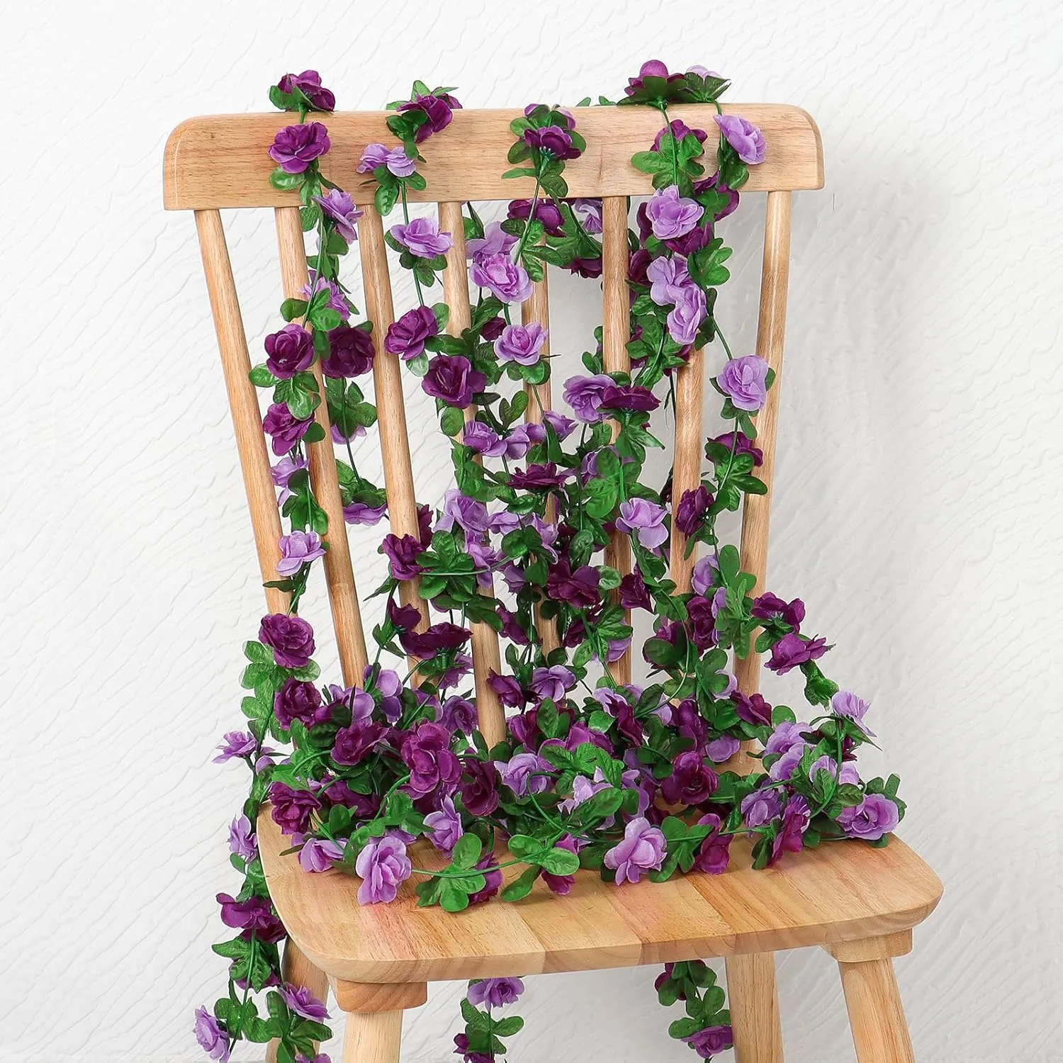 KHOYIME 9 Pack 72 FT Artificial Flower Garland, Fake Purple Roses Vines Silk Flowers Faux Plastic Outdoor Hanging Floral Ivy Garland Decoration for Wedding Arch Bedroom Home Wall Backdrop Room Decor