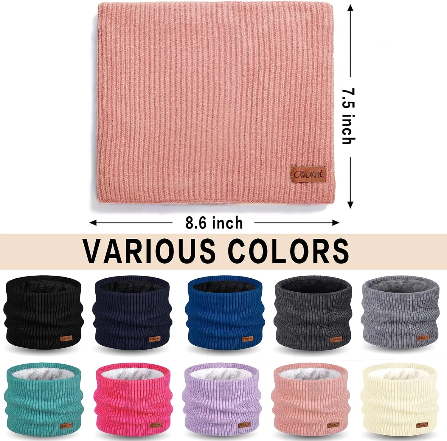 Kids Neck Warmer Winter Neck Gaiters Knitted Infinity Scarf for Boys Girls Fleece Lined Ski Mask for Cold Weather