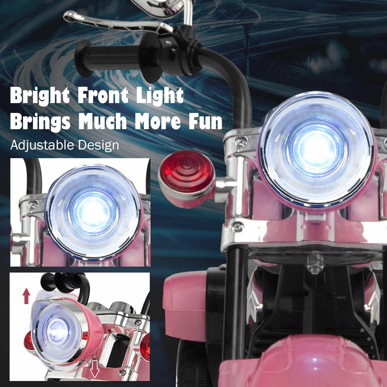 Kids Ride On Toy, 6V Battery-Powered Mini Electric Motorbike w/Music, Forward/Reverse Switch, Horn, Headlights & Foot Pedal, 3 Wheel Motorcycle Trike for Boys Girls Gift, Ages 3  (Pink)