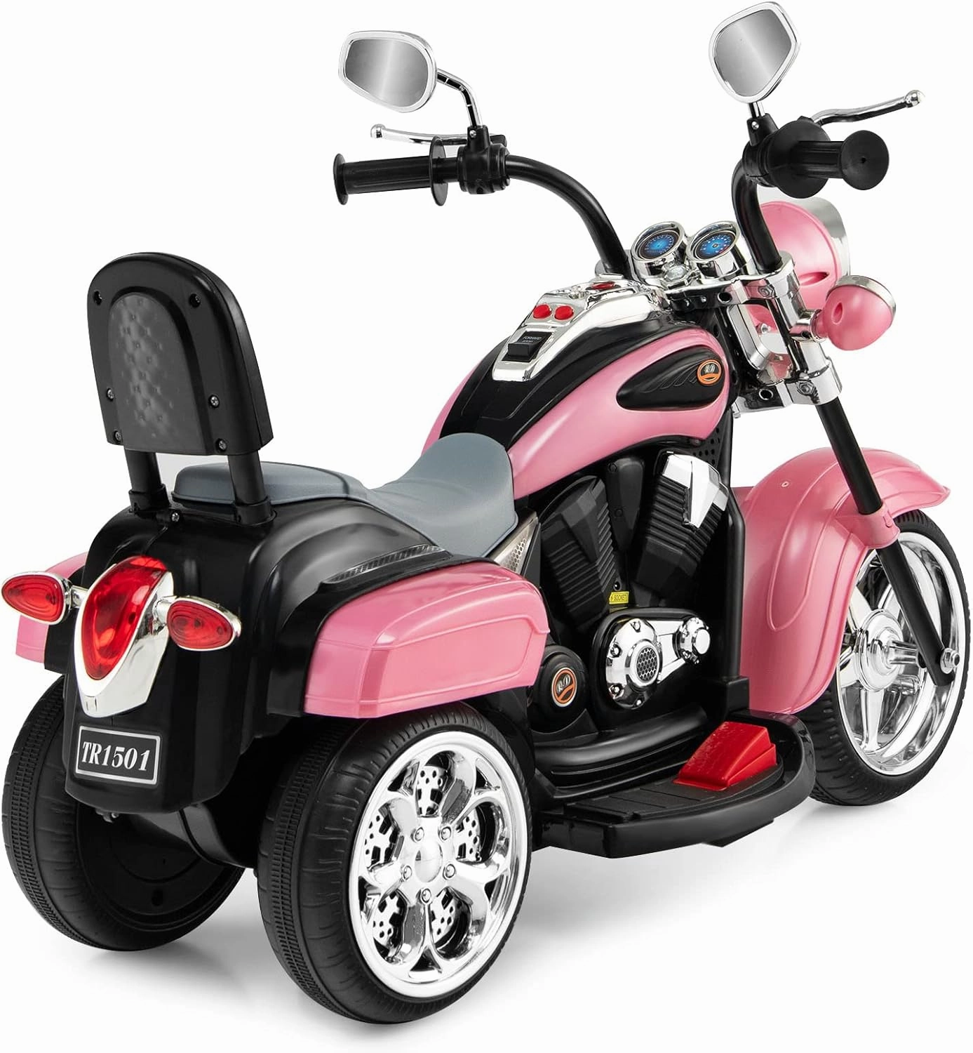 Kids Ride On Toy, 6V Battery-Powered Mini Electric Motorbike w/Music, Forward/Reverse Switch, Horn, Headlights & Foot Pedal, 3 Wheel Motorcycle Trike for Boys Girls Gift, Ages 3  (Pink)