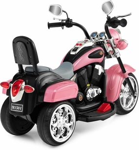 Kids Ride On Toy, 6V Battery-Powered Mini Electric Motorbike w/Music, Forward/Reverse Switch, Horn, Headlights & Foot Pedal, 3 Wheel Motorcycle Trike for Boys Girls Gift, Ages 3  (Pink)