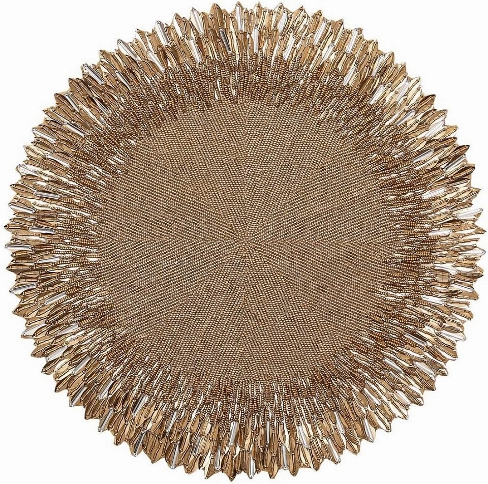 Kim Seybert Ray Placemat in Gold & Crystal, Set of 2