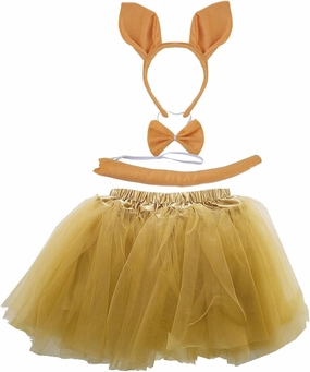 Kirei Sui Kids Animal Gold Kangaroo Ears Headband Bowtie Tail & Tutu Costume