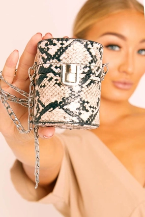 Kirstin Bag Snake Rich collection Direct shipping - Chain Mini Cylindrical Nude
