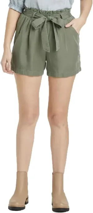 Knox Rose Women's Mid-Rise Paperbag Shorts (Olive, Medium)