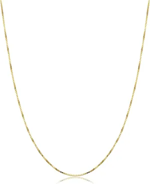 Kooljewelry 10k Yellow Gold or White Gold 0.7 mm THIN Box Chain Necklace for Women (16, 18, 20, 22, 24 or 30 inch)