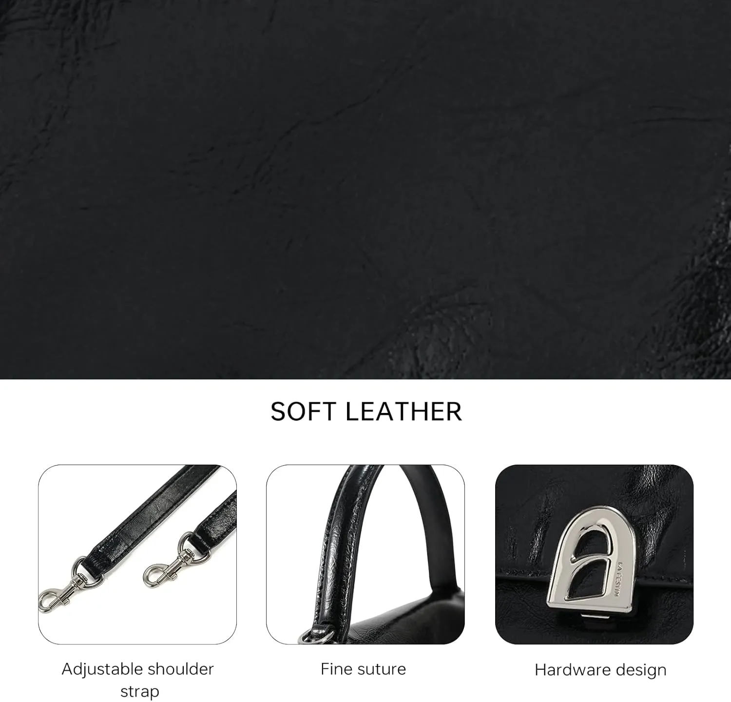 LA FESTIN Leather Small Handbag for Women, Mini Crossbody Purse & Shoulder Bag