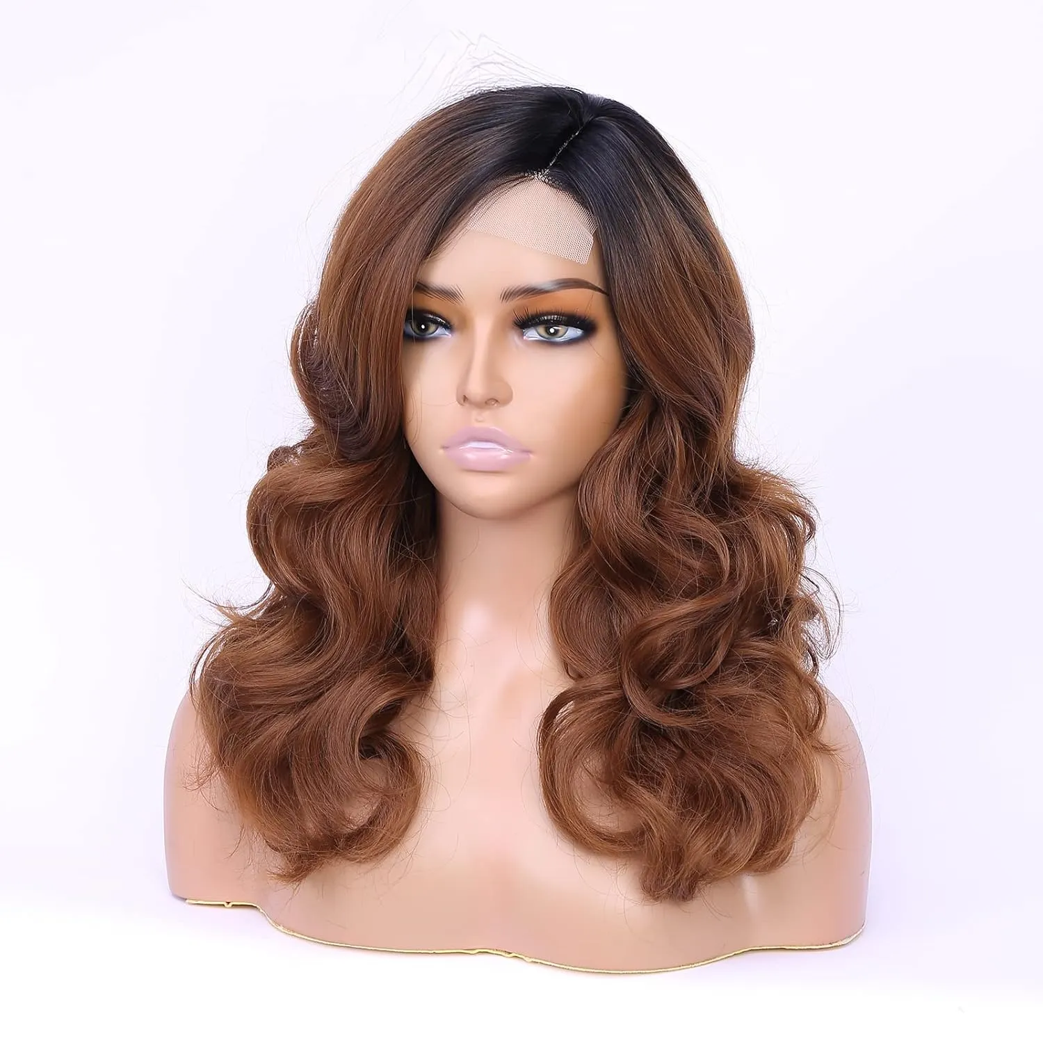 Lady Miranda Loose Wave Wig Nature Curly Synthetic Heat Resistant Weave Full Wigs for Women (1B30#)