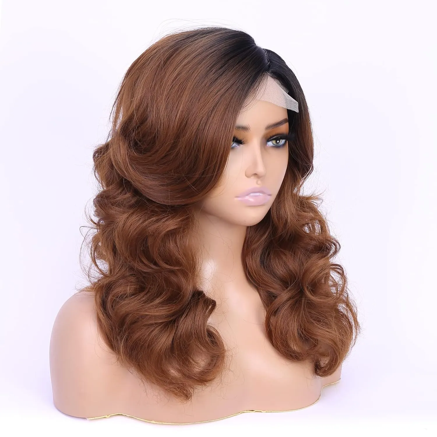 Lady Miranda Loose Wave Wig Nature Curly Synthetic Heat Resistant Weave Full Wigs for Women (1B30#)