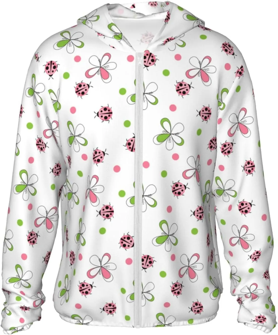 Ladybug Pattern Hoodie Sun Proof Hooded Shirt Refreshing Clothing Jacket Shirts Adult Long Sleeve Sports Hoodies