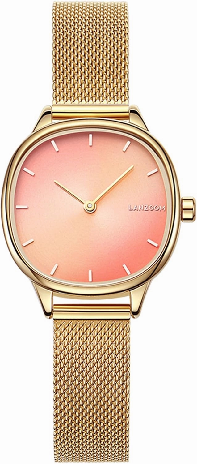 LANZOOM Gold Watches for Women 316L Stainless Steel Case and Bracelet Ladies Watches,Easy Read Gold Wrist Watch Dainty Fashion Casual