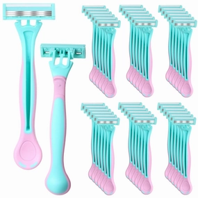 Lasnten 36 Pcs Women's Disposable Razors Bulk Three-blade Sensitive Skin Razor for a Close and Comfortable Shave for Travel Spa Gym Donation Etc