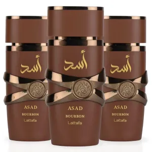 LATTAFA Asad Bourbon Eau De Parfum Spray 100ML (3.4 OZ) A Rich & Inviting Scent That Blends Spicy, Sweet & Warm Notes For A Sensual Finish. (Pack of 3)