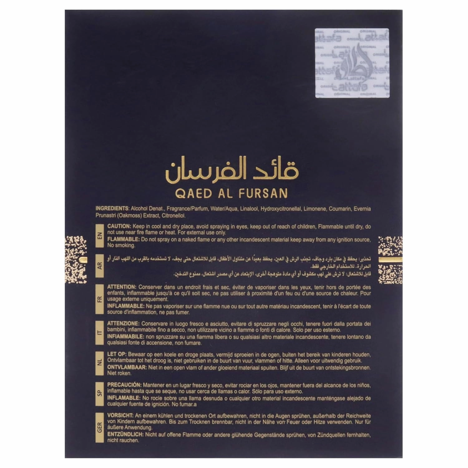 Lattafa Qaed Al Fursan for Men Eau de Parfum Spray, 3.04 Ounce