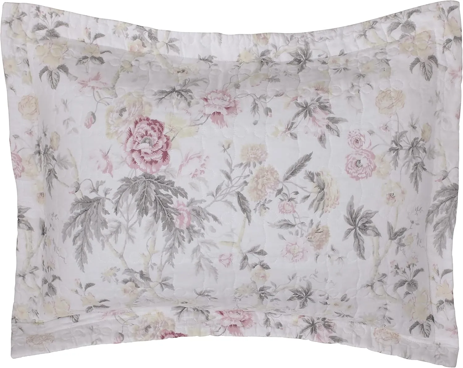 Laura Ashley - Twin Quilt Set, Reversible Cotton Bedding with Matching Sham, Lightweight Home Decor for All Seasons (Breezy Floral Pink/Grey, Twin)