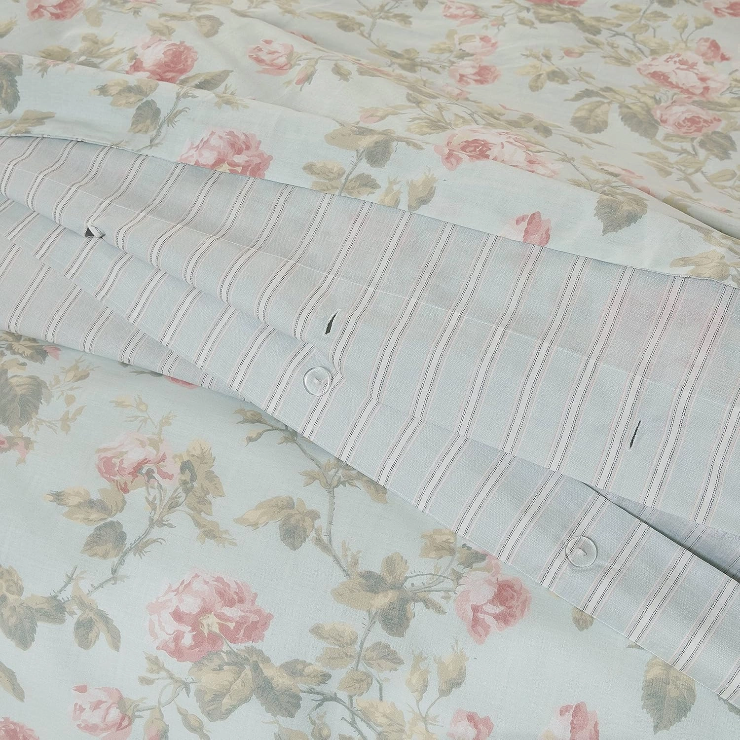 Laura Ashley Home - Queen Duvet Cover Set, Reversible Cotton Bedding with Matching Shams, Breathable Home Decor for All Seasons (Madelynn Blue, Queen)