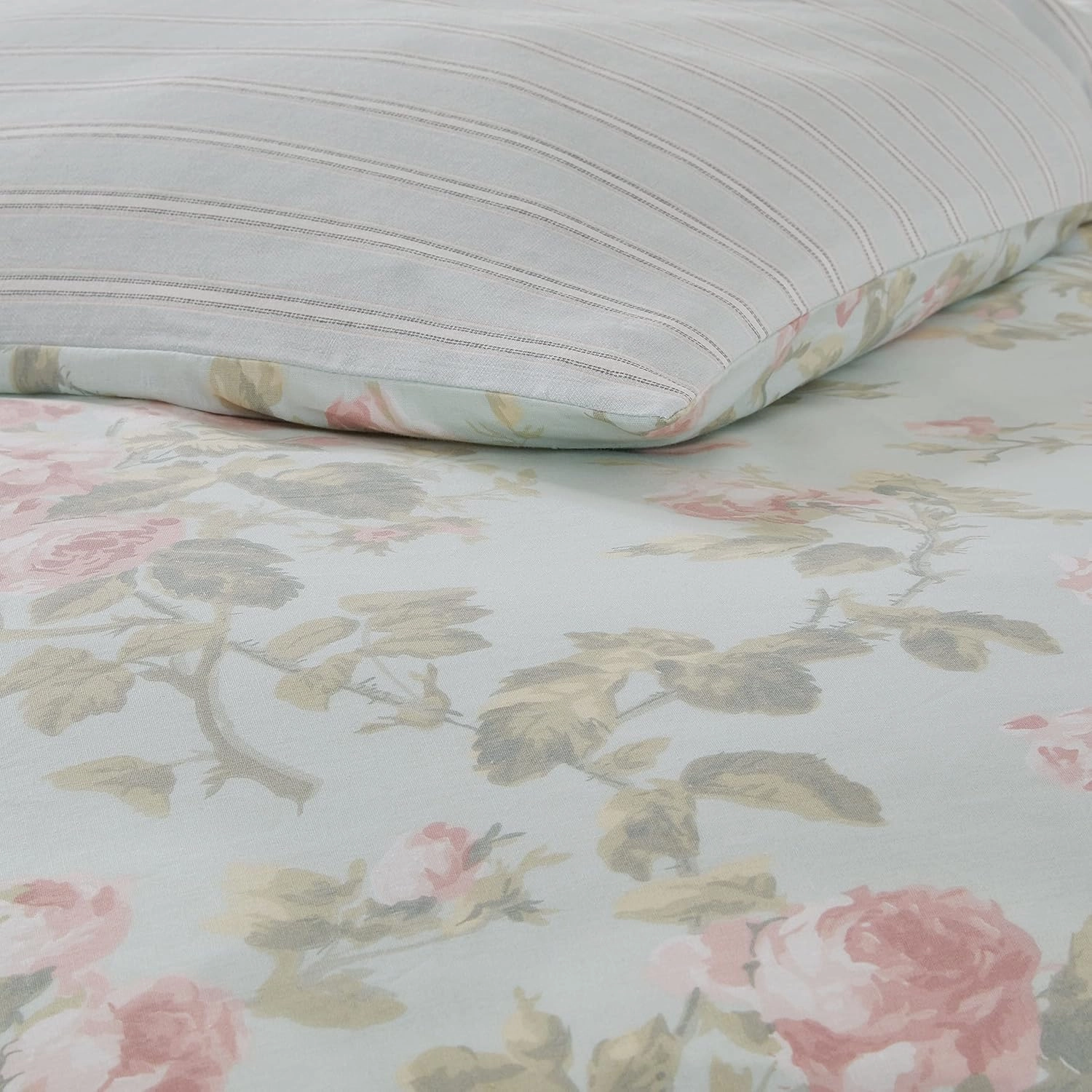 Laura Ashley Home - Queen Duvet Cover Set, Reversible Cotton Bedding with Matching Shams, Breathable Home Decor for All Seasons (Madelynn Blue, Queen)