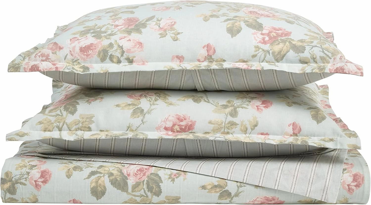 Laura Ashley Home - Queen Duvet Cover Set, Reversible Cotton Bedding with Matching Shams, Breathable Home Decor for All Seasons (Madelynn Blue, Queen)