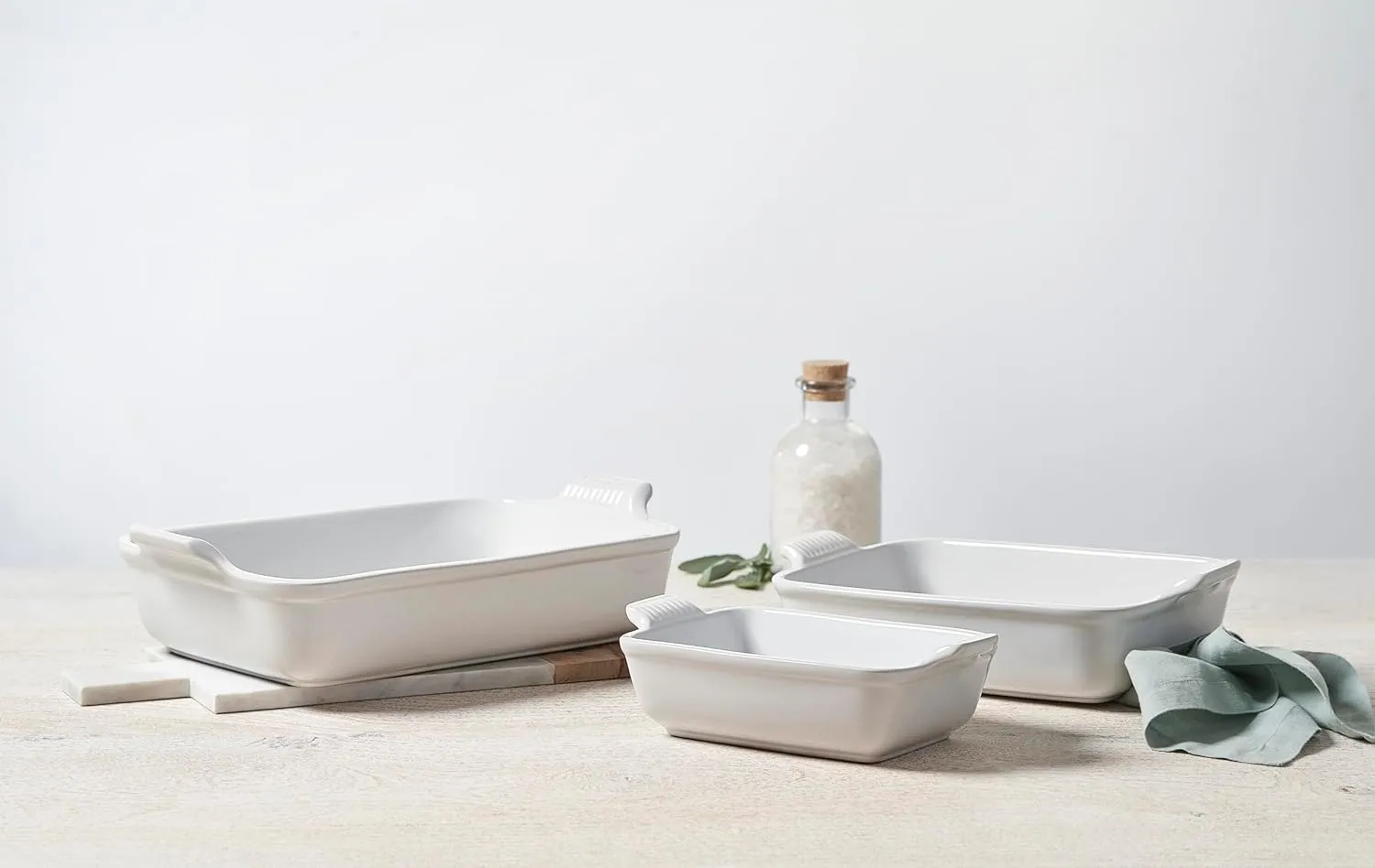 Le Creuset Stoneware Set Of 3 Heritage Rectangular Dishes, Chiffon Pink