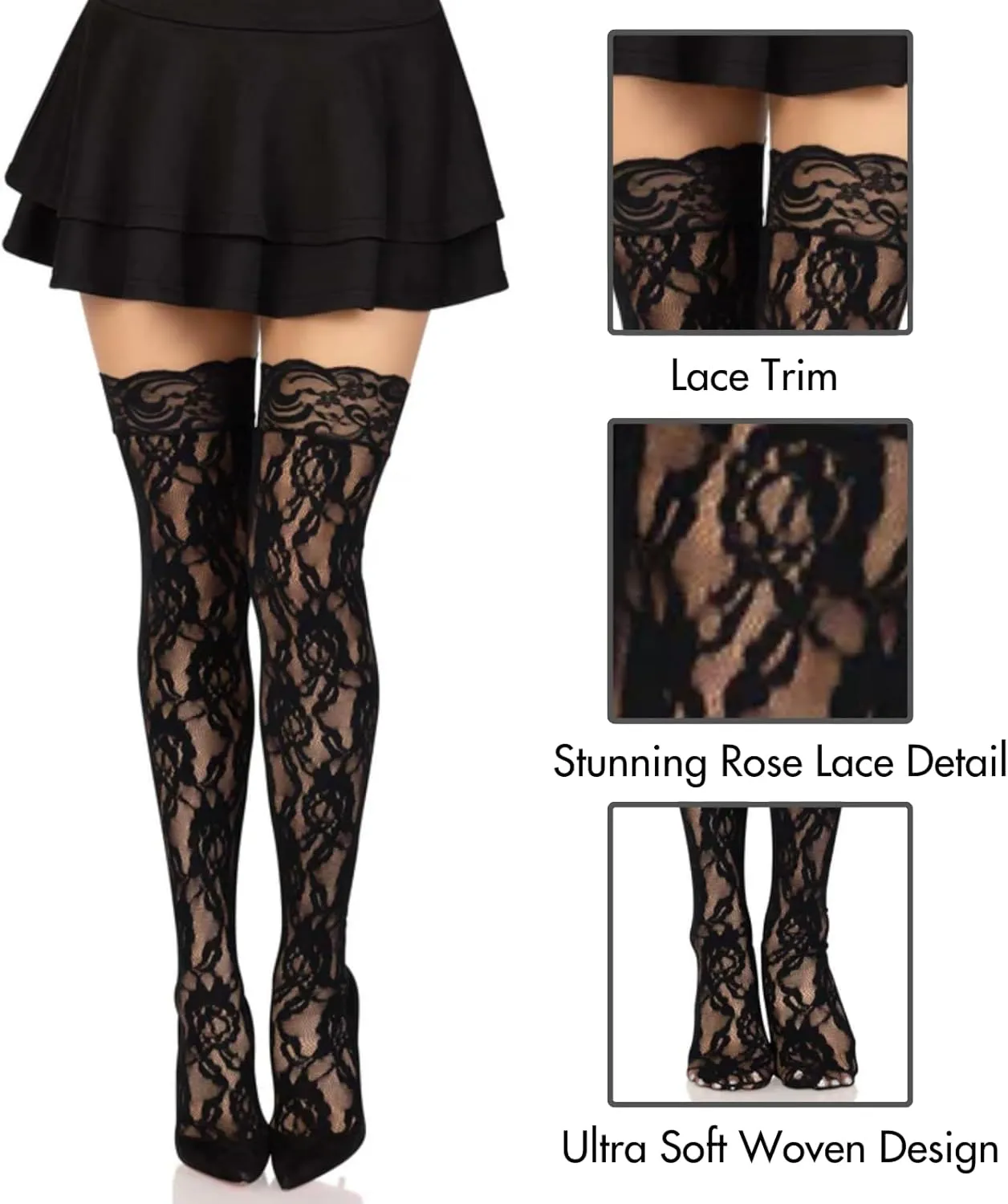 Leg Avenue womens Hosiery Lace Thigh Highs