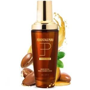 L'Essenziale Puro Premium Moroccan Argan Oil - Hydrating Moroccan Hair Oil & Body Oil For Women & Men - Adds Shine, Controls Frizz, & Moisturizes - Luxury Beauty Elixir From Dubai (100ml, 3.38 Fl Oz)
