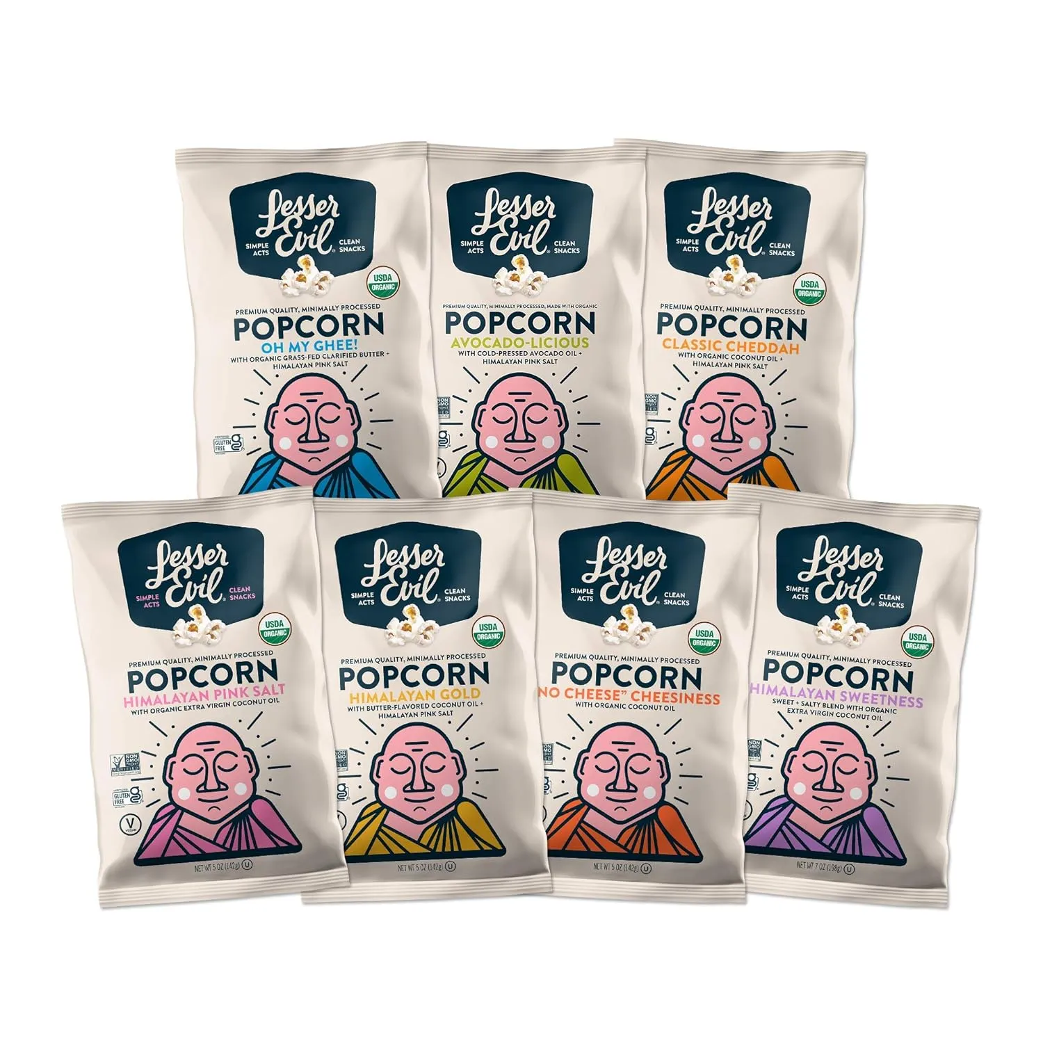 LesserEvil Avocado-Licious Organic Popcorn, No Artificial Ingredients, Coconut Oil, Pack of 12, 5 oz Bags