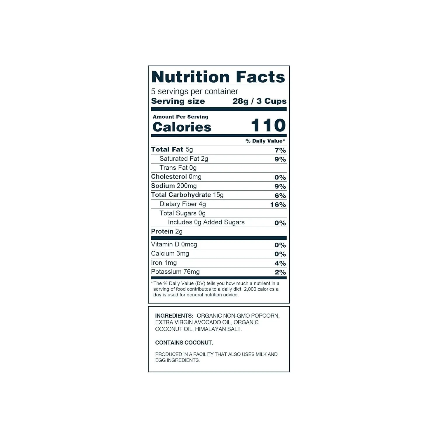 LesserEvil Avocado-Licious Organic Popcorn, No Artificial Ingredients, Coconut Oil, Pack of 12, 5 oz Bags