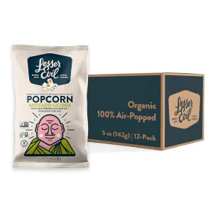 LesserEvil Avocado-Licious Organic Popcorn, No Artificial Ingredients, Coconut Oil, Pack of 12, 5 oz Bags