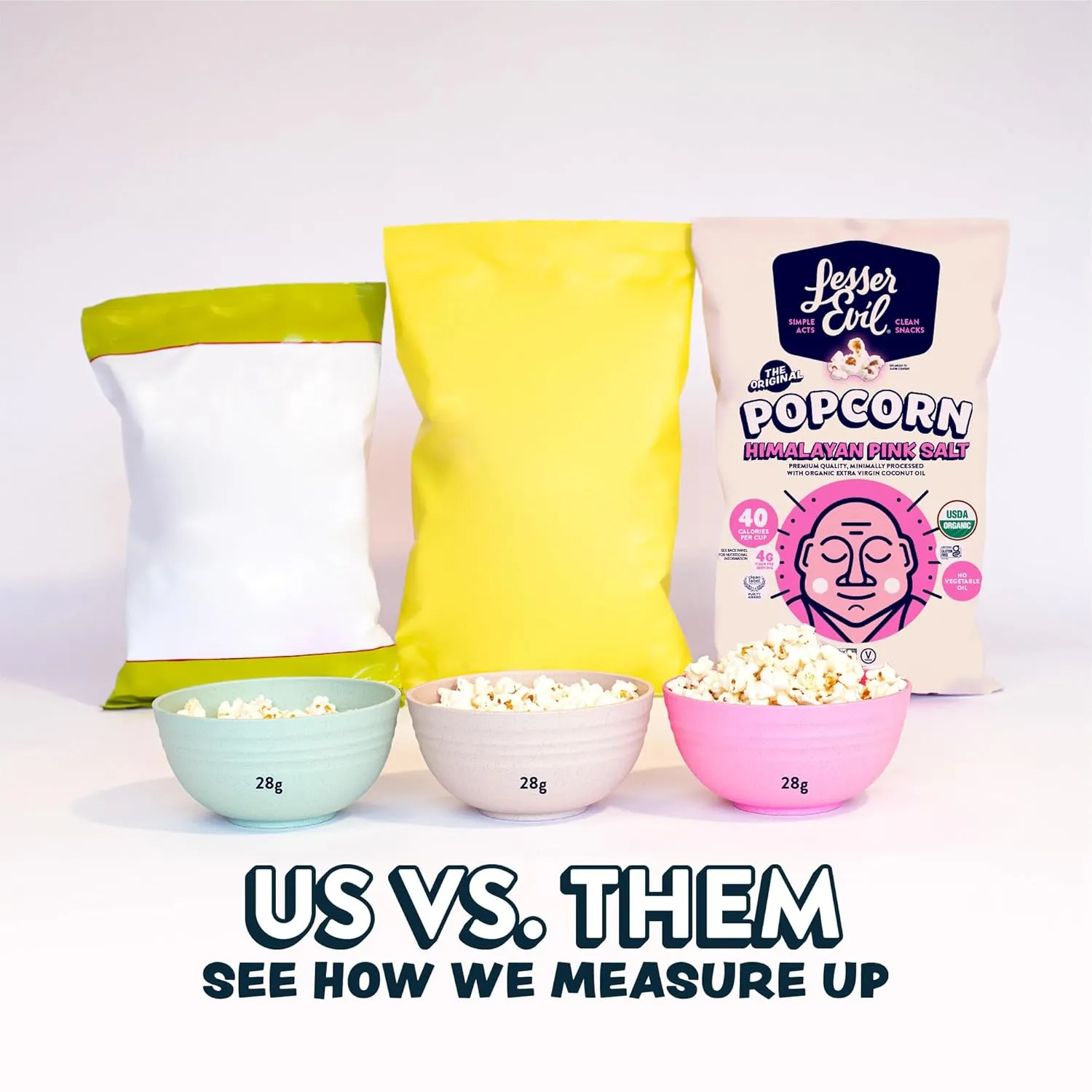 LesserEvil Himalayan Pink Salt Organic Popcorn, Premium Quality, Minimally Processed, No Vegetable Oil, 0.46 Oz, Pack of 24