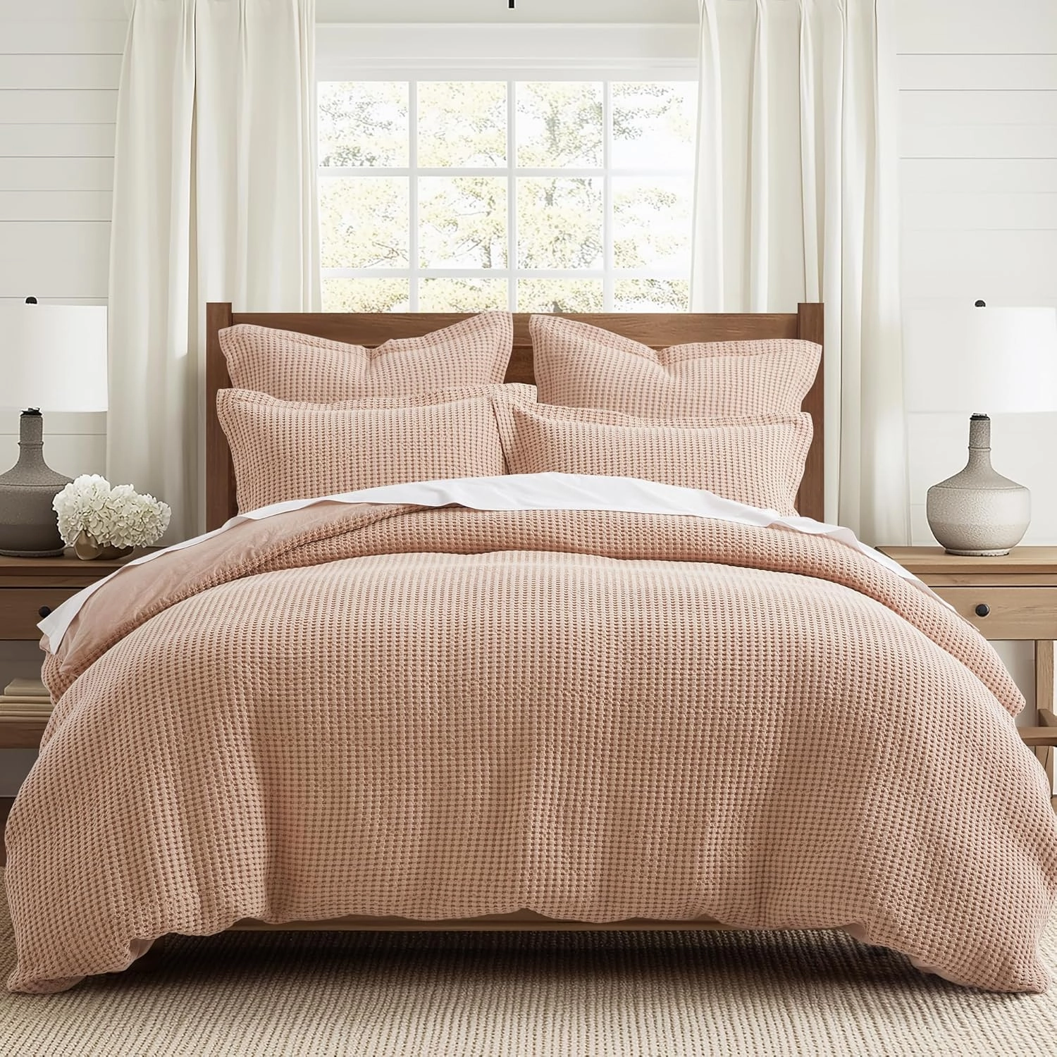 Levtex Home - Mills Waffle - Euro Sham (Set of Two) - Rose - Sham Size (26 x 26in.), No Insert
