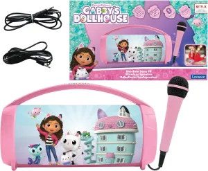 Lexibook, Gabby's Dollhouse, Wireless Light Speaker with Mic, Stereo Audio, Karaoke Function, USB and SD Card Ports, Rechargeable Battery, Handle to Take Everywhere, Pink, BTP585GDHZ