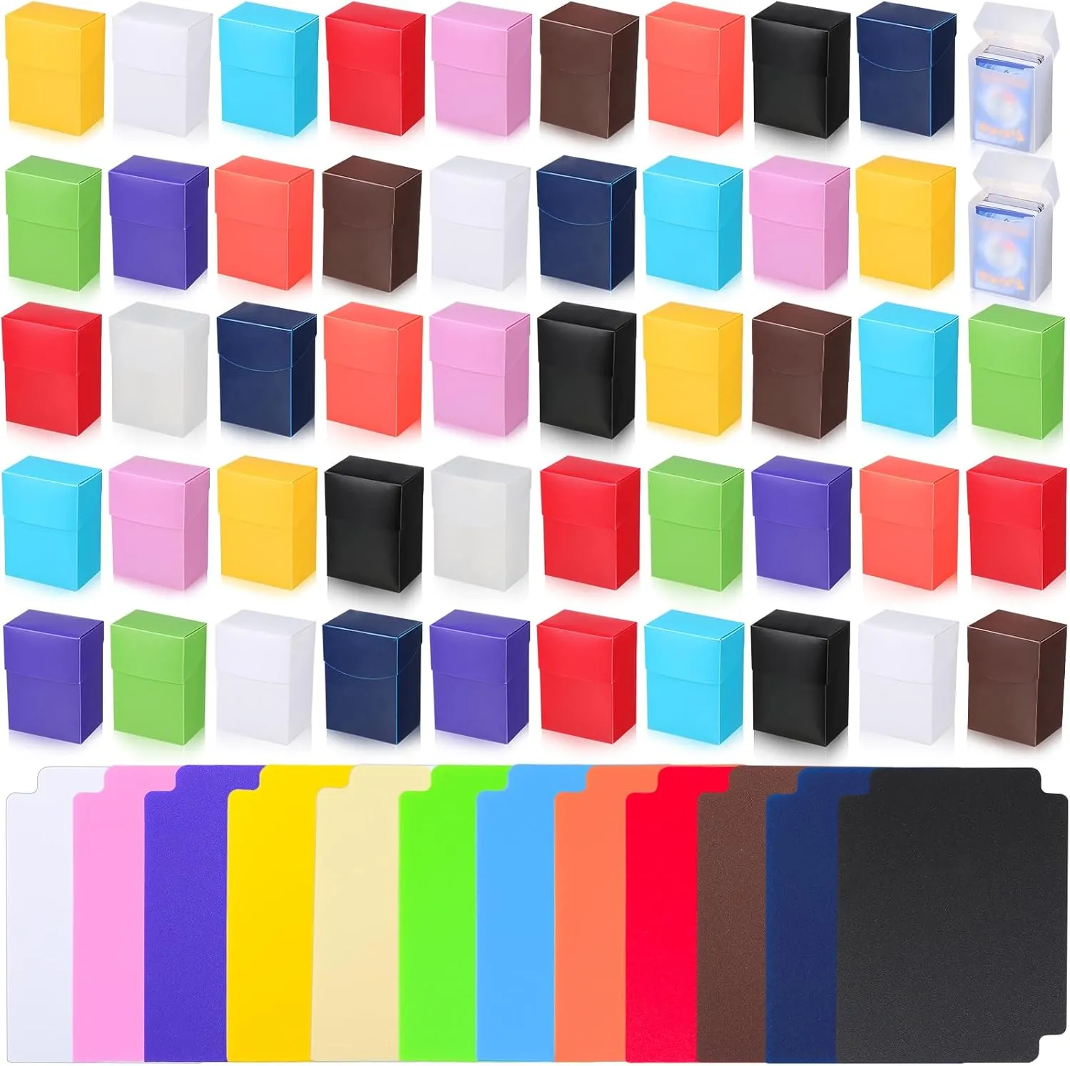 Leyndo TCG Cards Deck Boxes, Large Capacity with Dividers, Fits 80  Cards Collectible Trading Games Storage Organizer Cases, Colorful(50 Pack)