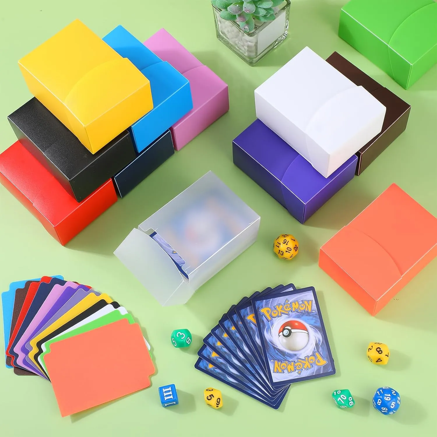 Leyndo TCG Cards Deck Boxes, Large Capacity with Dividers, Fits 80  Cards Collectible Trading Games Storage Organizer Cases, Colorful(50 Pack)