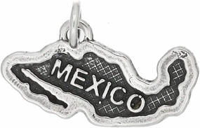 LGU Sterling Silver Mexico Oxidized Textured Country Map Charm