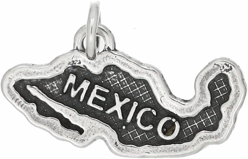 LGU Sterling Silver Mexico Oxidized Textured Country Map Charm