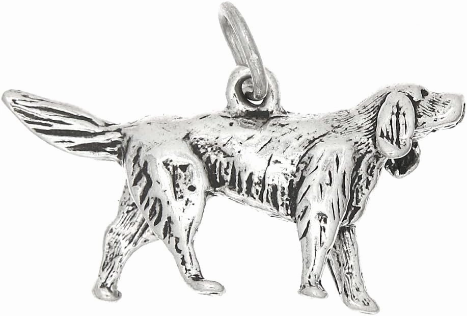 LGU Sterling Silver Oxidized 3D Irish Setter Dog Charm