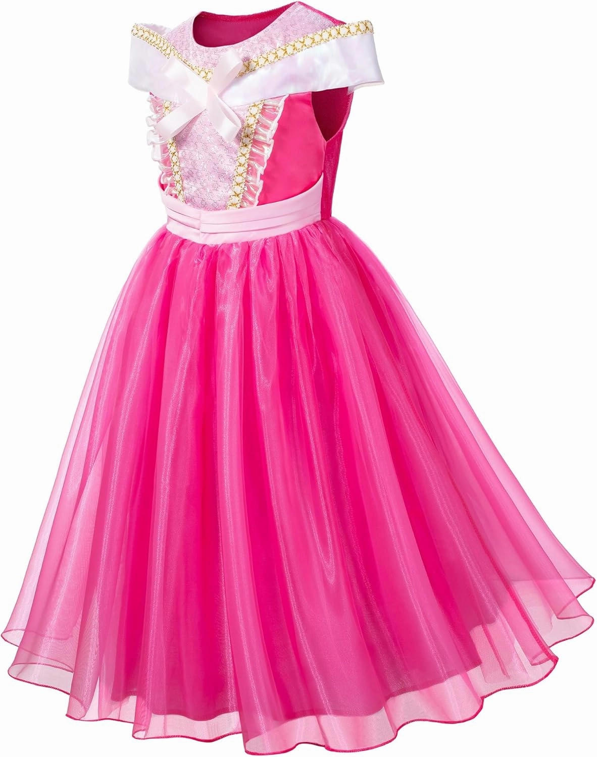 Light Up Princess Aurora Costume for Girls Dress Up - LED Light-Up SIeeping Beauty Dress with Accessories