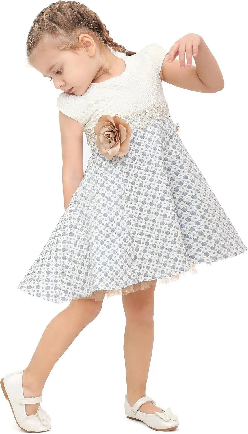 Lilax Little Girls' Sparkle Polka Dot Twirl Dress