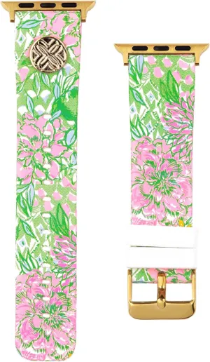 Lilly Pulitzer Silicone Apple Watch Band for Women, Sized to Fit 38mm & 40mm Smartwatches, Compatible with Apple Watch Series 1-6 and SE, Lime Feeling Good