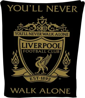 Liverpool Football Crest Black Fleece Blanket Throw Soft LFC Warm Sofa Travelling Blanket Liverpool Gift for Men Kids Teen 100x 150 cm