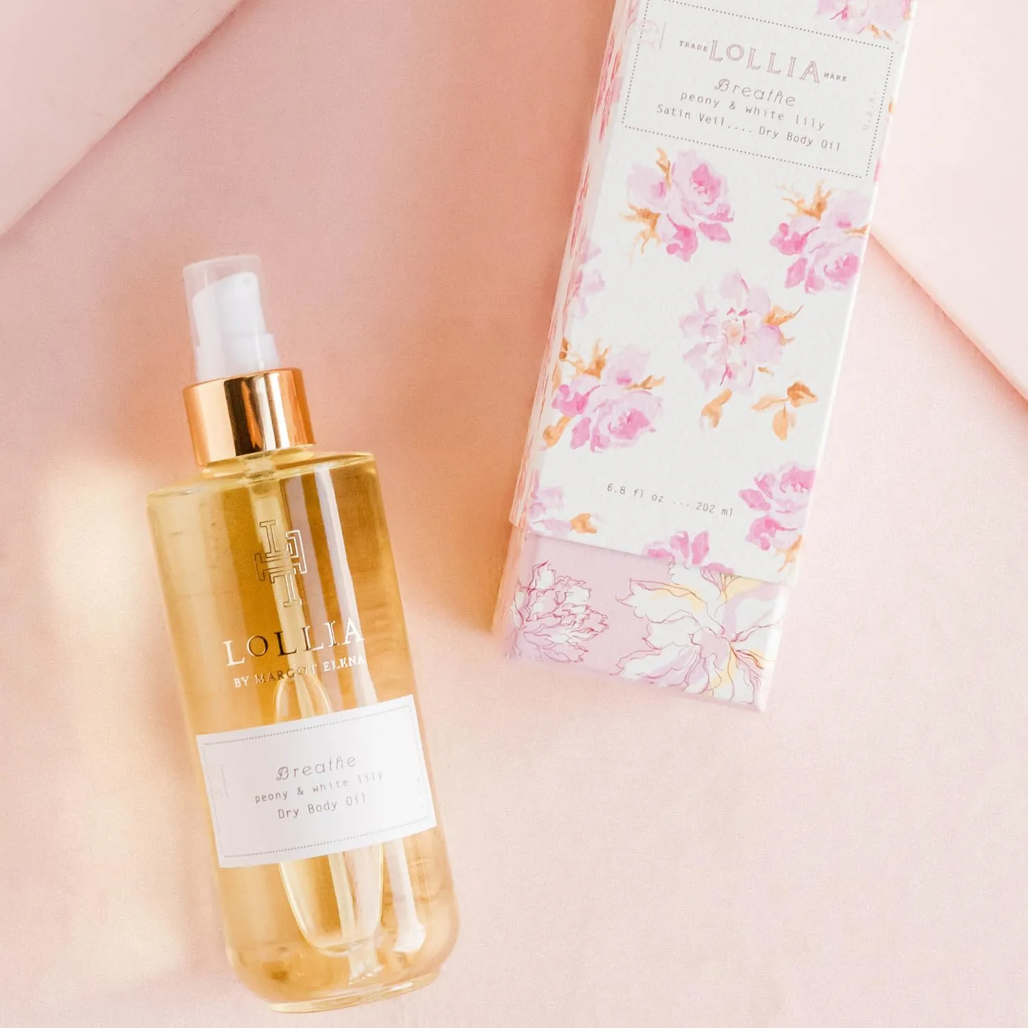 LOLLIA Breathe Dry Body Oil, 6.8 Fl. Oz. – Peony & White Lily – Women’s Body Oil, Scented Body Oil, Moisturizing Body Oil, Dry Body Oil for Women, For All Skin Types