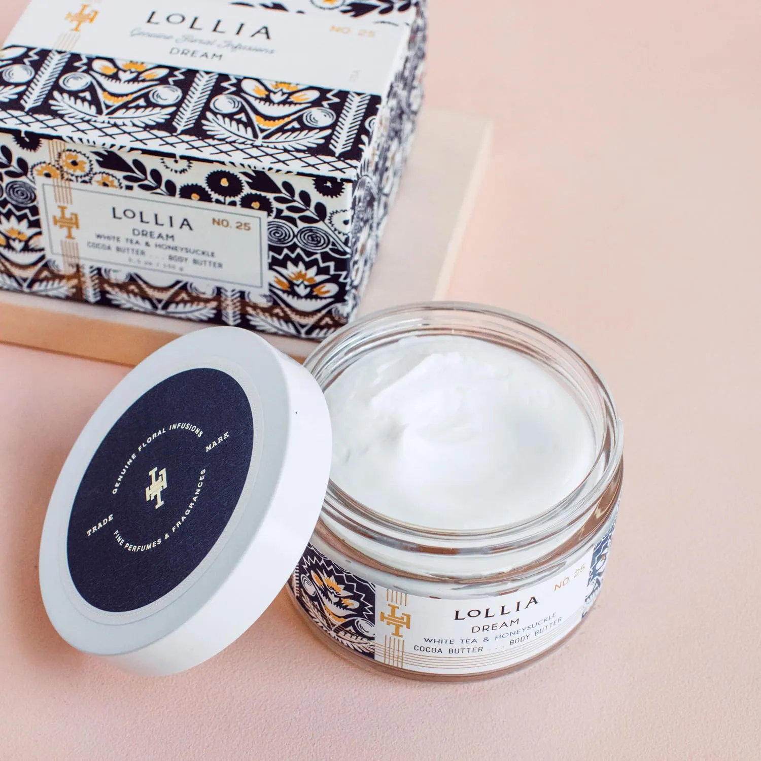 LOLLIA Dream Body Butter, 5.5 oz. - White Tea & Honeysuckle Fragrance - Shea Butter & Cocoa Butter, Body Lotion for Women, Hydrating & Smooth Body Moisturizer