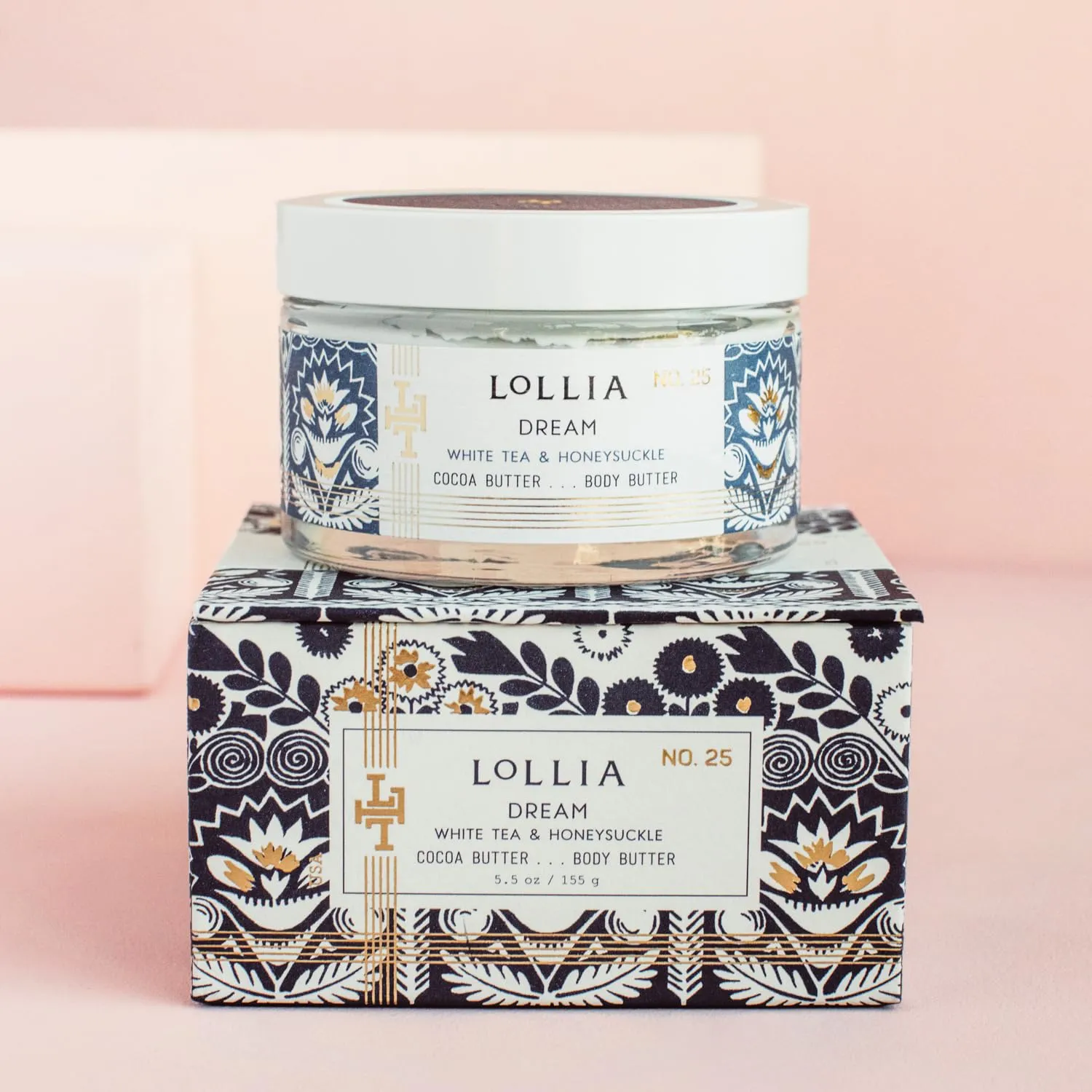 LOLLIA Dream Body Butter, 5.5 oz. - White Tea & Honeysuckle Fragrance - Shea Butter & Cocoa Butter, Body Lotion for Women, Hydrating & Smooth Body Moisturizer