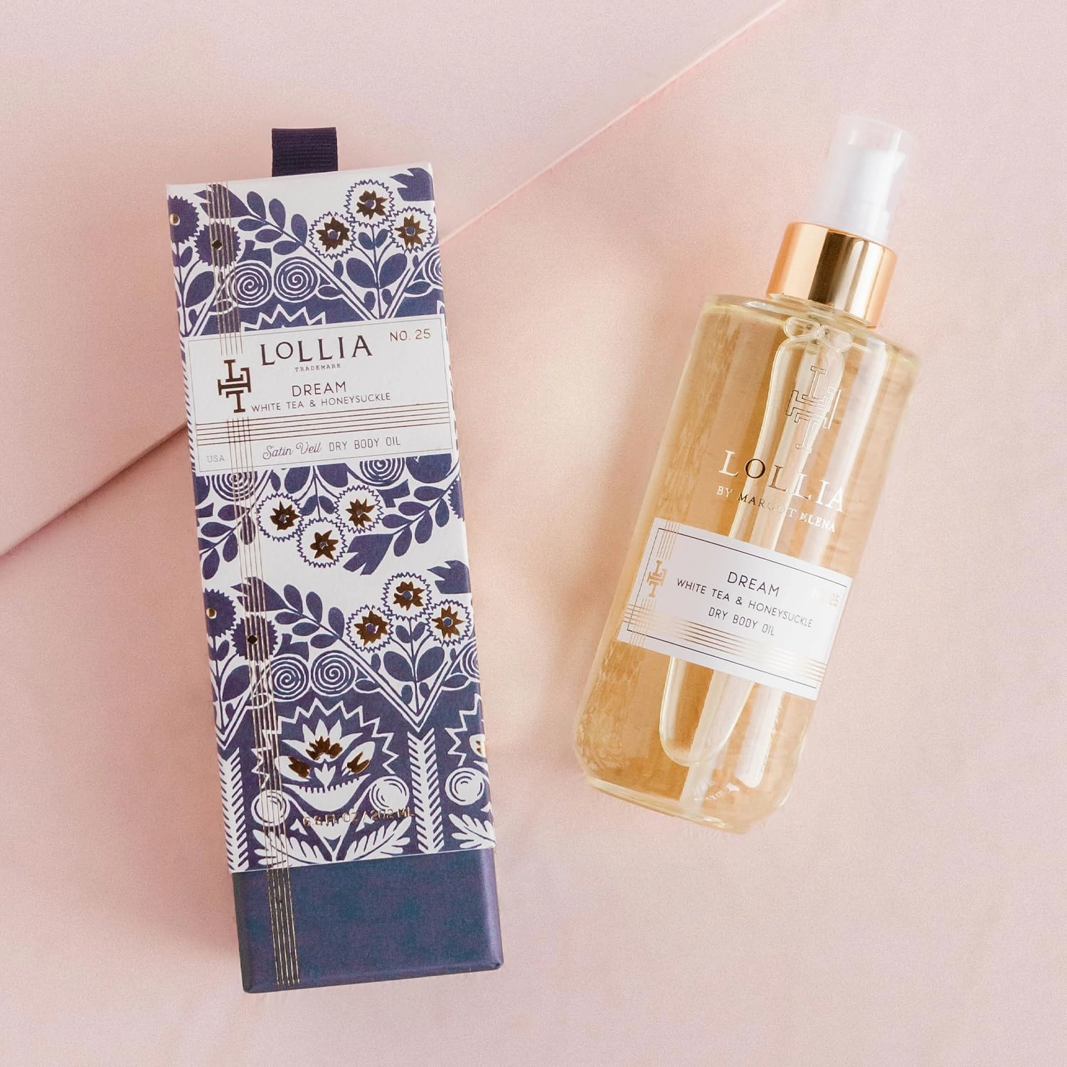 LOLLIA Dream Dry Body Oil, 6.8 Fl. Oz. – White Tea & Honeysuckle – Women’s Body Oil, Scented Body Oil, Moisturizing Body Oil, Dry Body Oil for Women, For All Skin Types
